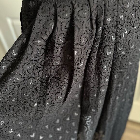 Love Moschino Black Heart Lace Ruffle and Pleated Maxi Dress Size 6 - Picture 3 of 11